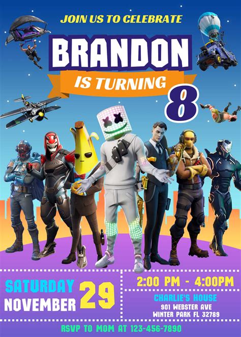 Fortnite Birthday Invitation Template Free Download Designs