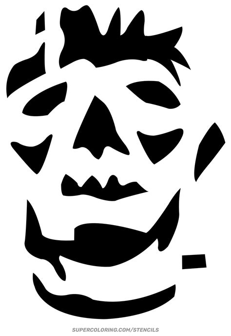 Frankenstein Face Stencil Template