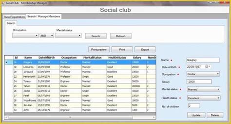 Free Access Club Membership Database Template