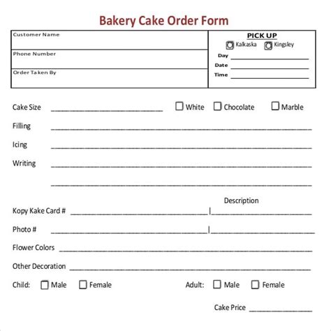 Free Bakery Order Form Template Download Now