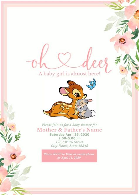 Free Bambi Baby Shower Invitation Template Download