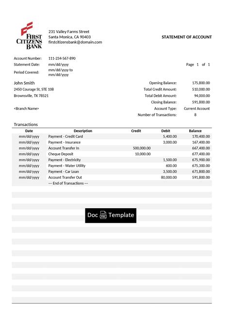 Free Citizens Bank Statement Template Download