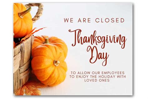 Free Closed For Thanksgiving Sign Template Download