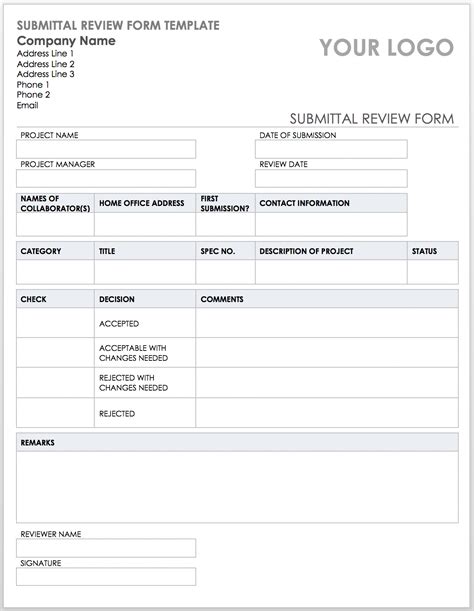 Free Construction Submittal Form Template Download