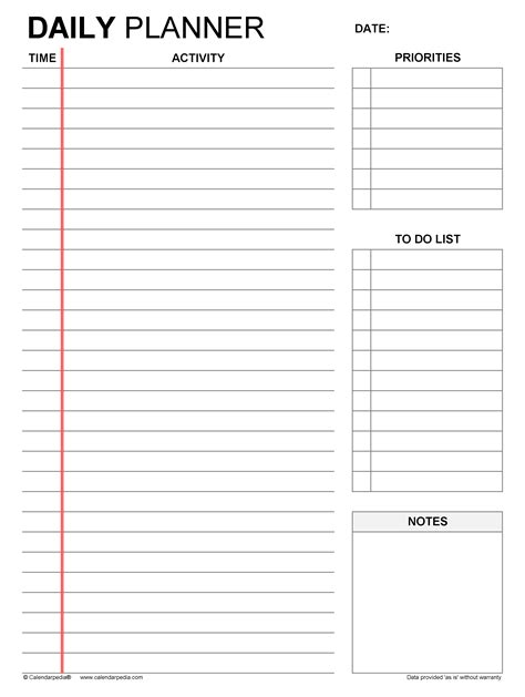 Free Daily Planner Template In Microsoft Word