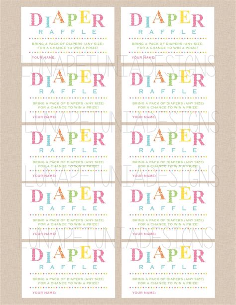 Free Diaper Raffle Template For Baby Showers