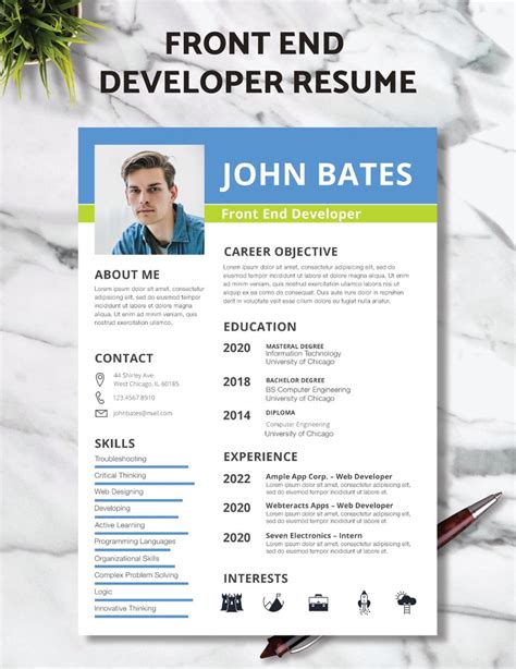 Free Front End Developer Resume Template Download