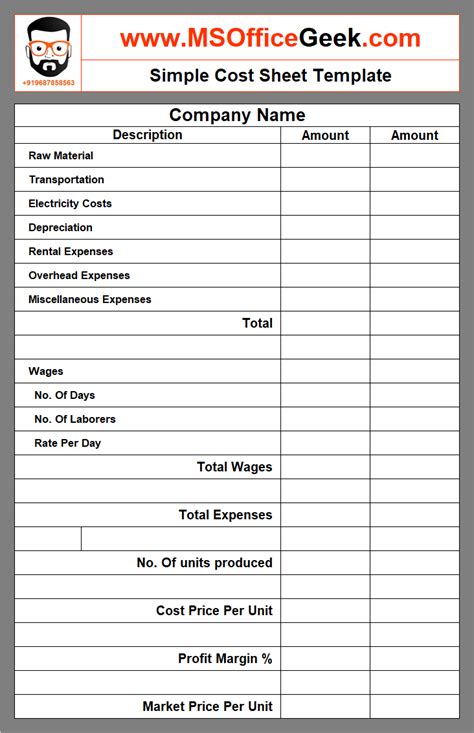 Free Job Cost Sheet Template For Small Business Owners