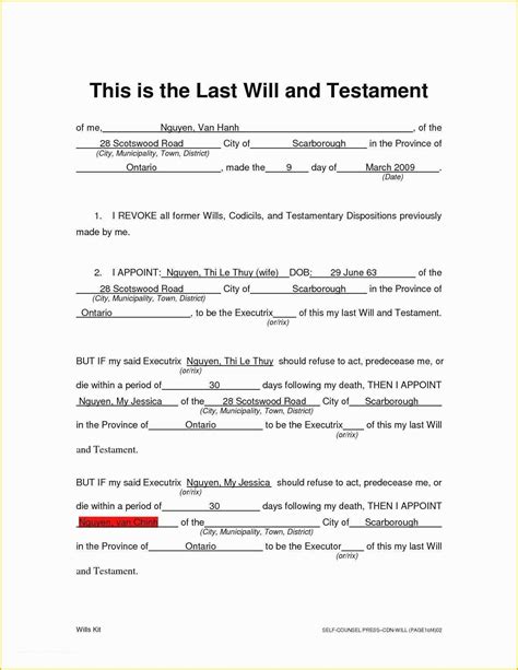 Free Last Will Template In Microsoft Word Format