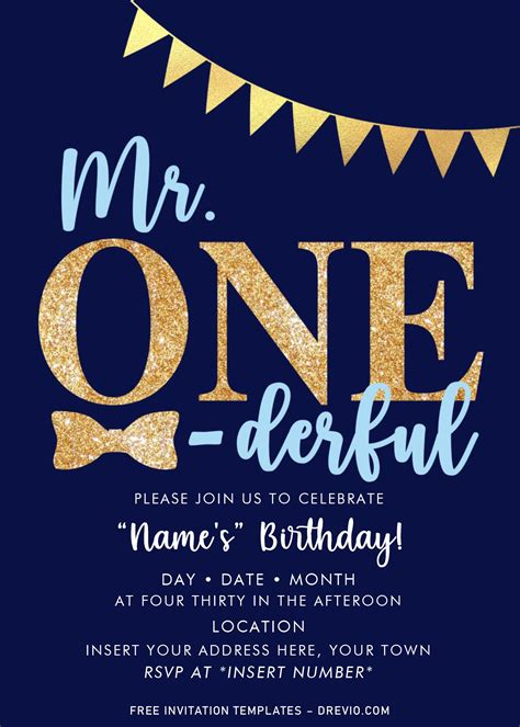 Free Mr Onederful Invitation Template Download Now