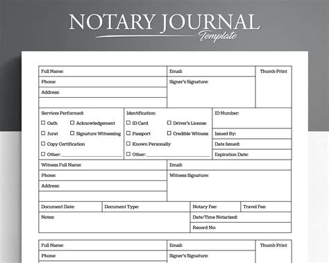 Free Notary Public Journal Template Download