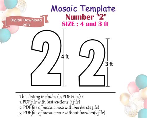 Free Number 2 Mosaic Template Download