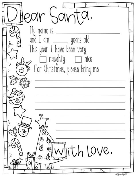 Free Printable Black And White Letter To Santa Template