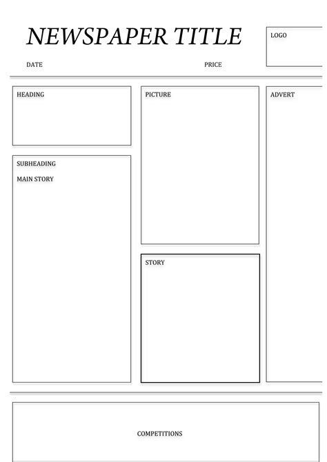 Free Printable Blank Newspaper Template Downloads