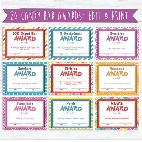 Free Printable Candy Bar Awards Template Download