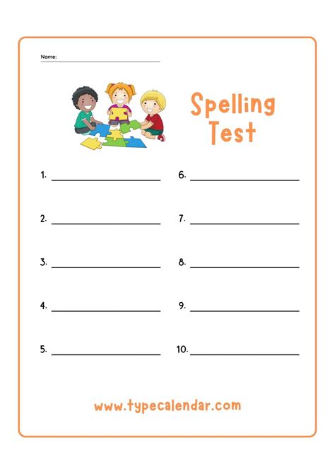 Free Printable Spelling Test Template For Teachers