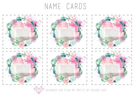 Free Printable Table Name Cards Template Download