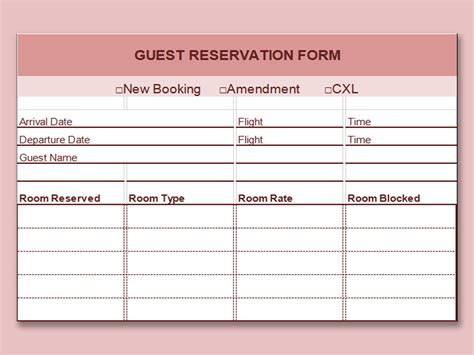 Free Room Booking Template Excel Download