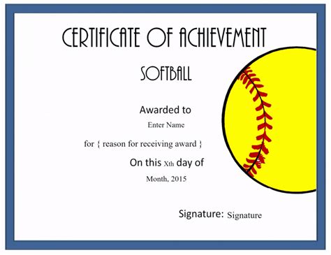 Free Softball Certificate Template Download