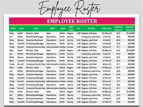 Free Staff Roster Template For Excel