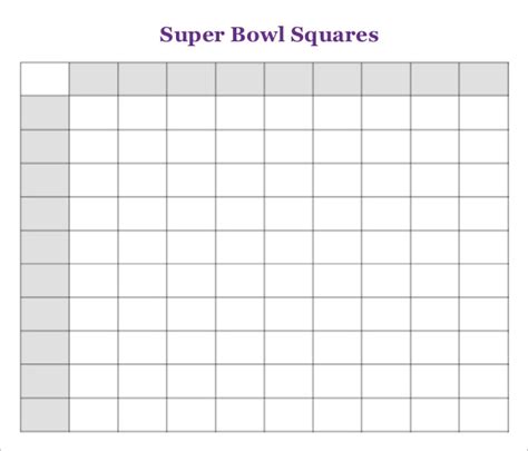 Free Super Bowl Squares Pool Template Download