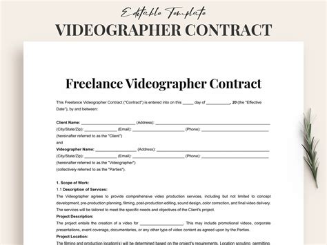 Freelance Videographer Contract Template For Secure Shoots