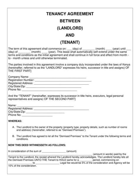 Get A Free Tenancy Agreement Template In Word