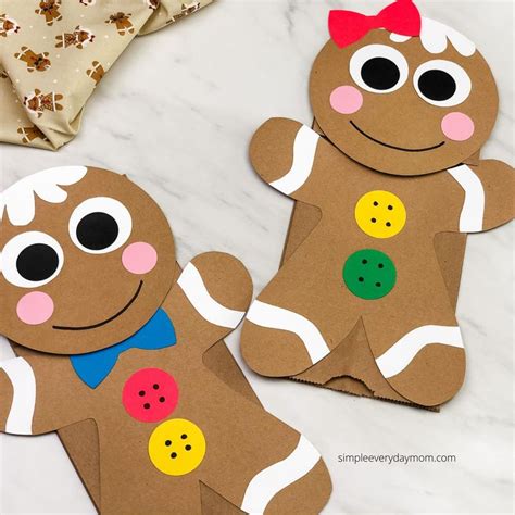 Gingerbread Man Paper Bag Puppet Craft Template