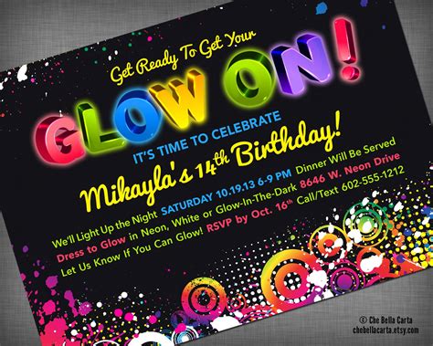 Glow Party Invitation Template Design Ideas