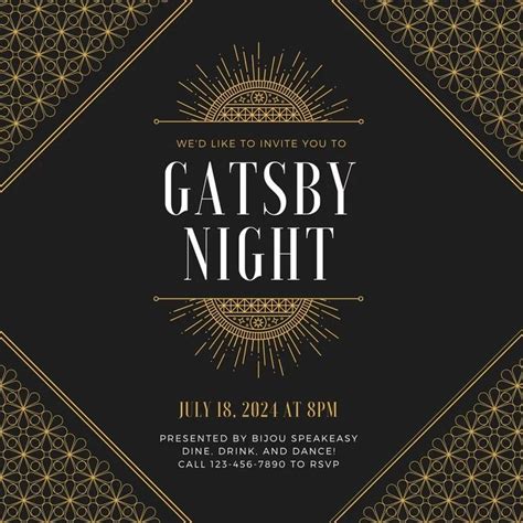 Great Gatsby Invitation Template Designs