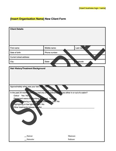 Hair Salon New Client Form Template And Guide