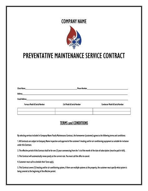 Hvac Preventive Maintenance Agreement Template For Contractors