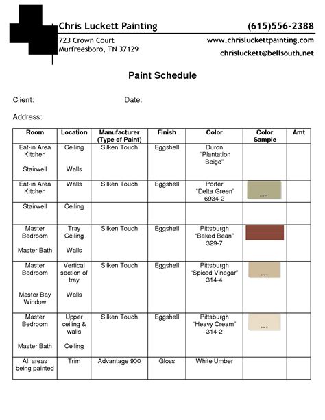 Interior Finish Schedule Template For Seamless Project Planning