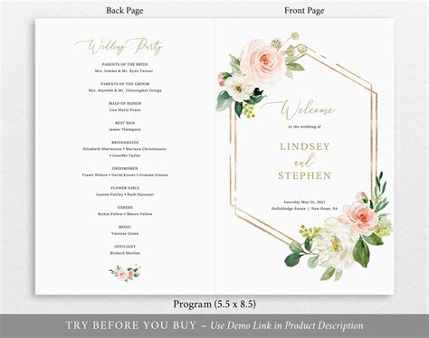 Jewish Wedding Program Template Free Download