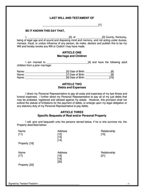 Joint Last Will And Testament Template For Married Couples