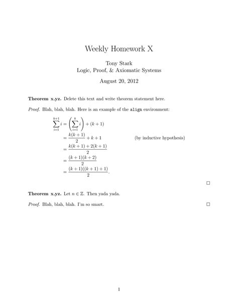 Latex Math Homework Template For Students