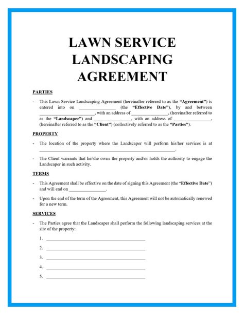 Lawn Care Contract And Agreement Template