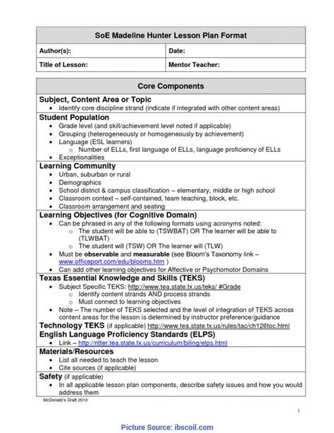 Madeline Hunter Lesson Plan Template Made Easy