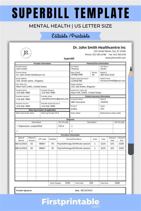 Mental Health Superbill Template Made Easy