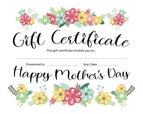 Mothers Day Gift Certificate Template Ideas