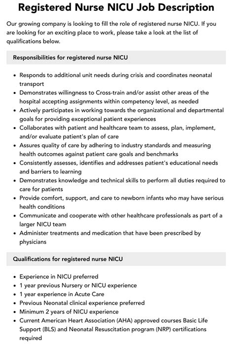 Nicu Tech Job Description: Key Responsibilities Revealed