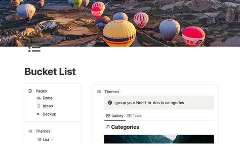 Notion Bucket List Template: Plan Your Dreams Today