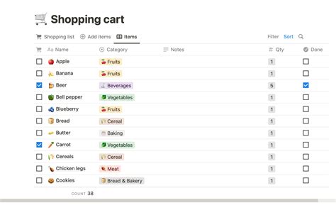 Notion Grocery List Template For Easy Meal Planning