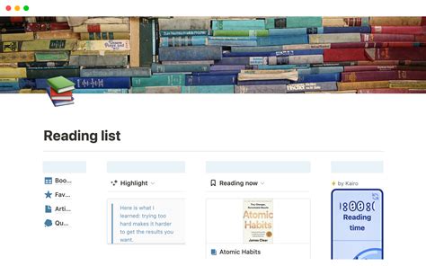 Notion Reading List Template For Book Lovers