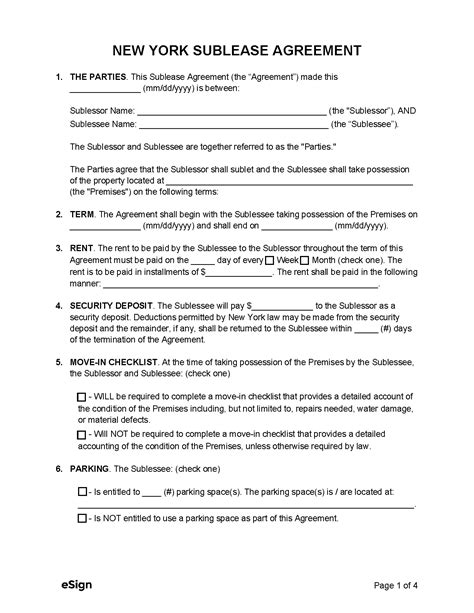 Nyc Sublease Agreement Template: A Comprehensive Guide