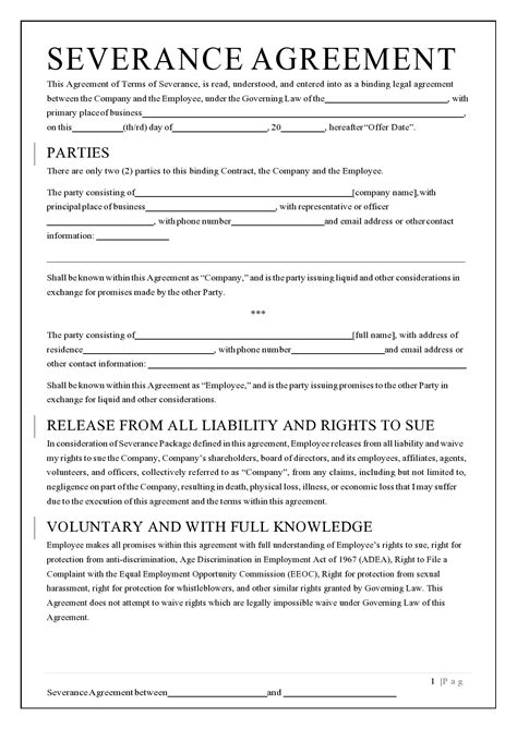 Pastor Severance Agreement Template For Church Leaders