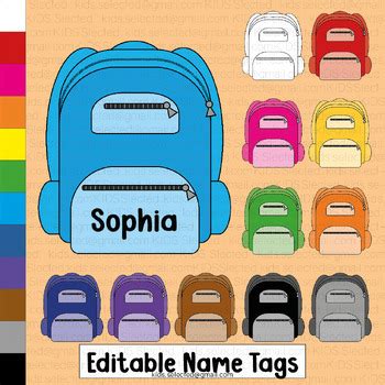 Personalized Backpack Name Tag Template Design