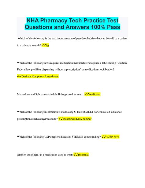 Pharmacy Tech Practice Test Quizlet Prep Guide