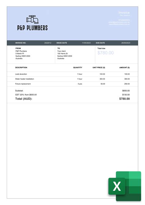 Plumbing Invoice Template Excel Made Easy