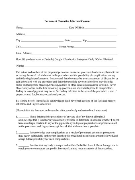 Pmu Consent Form Template: Protect Your Clients And Business